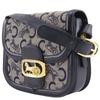 CELINE Old Celine Shoulder Bag Macadam Horse Hardware vintage Navy blue canvas/leather Women Used