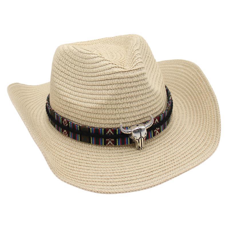 Cowboy straw hat Tibetan sun hat cow hat ethnic style straw knight hat beach hat