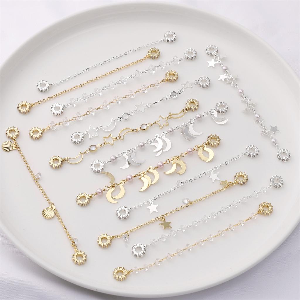 High Color Gold Plated Silver Zircon Bracelet Security Chain Chain Diy Handmade Bracelet Mobile Phone Chain Accessories