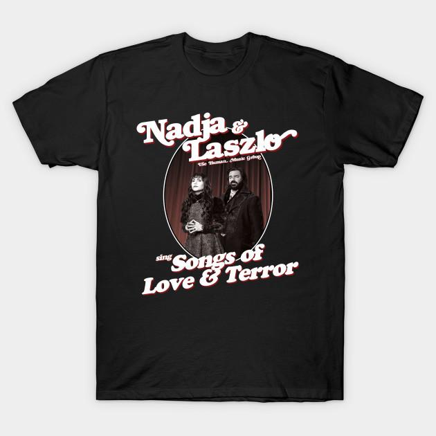 Asian Size Men Black Print T-shirt Nadja & Laszlo Sing Songs Of Love And Terror No-Cut Heat Transfer Print Cotton Tshirt