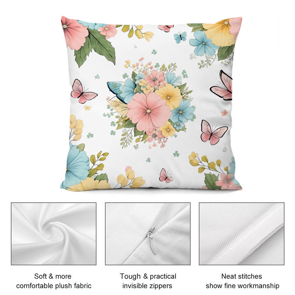 spring floral Cushion Cover Soft Plush Fabric DoubleSided Printed Cushion Covers for All Seasons Modern HomeDecor Gift