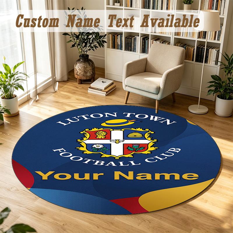 Round Rug Custom NameLuton Town Pattern Non Slip Carpet Home Floor Decor