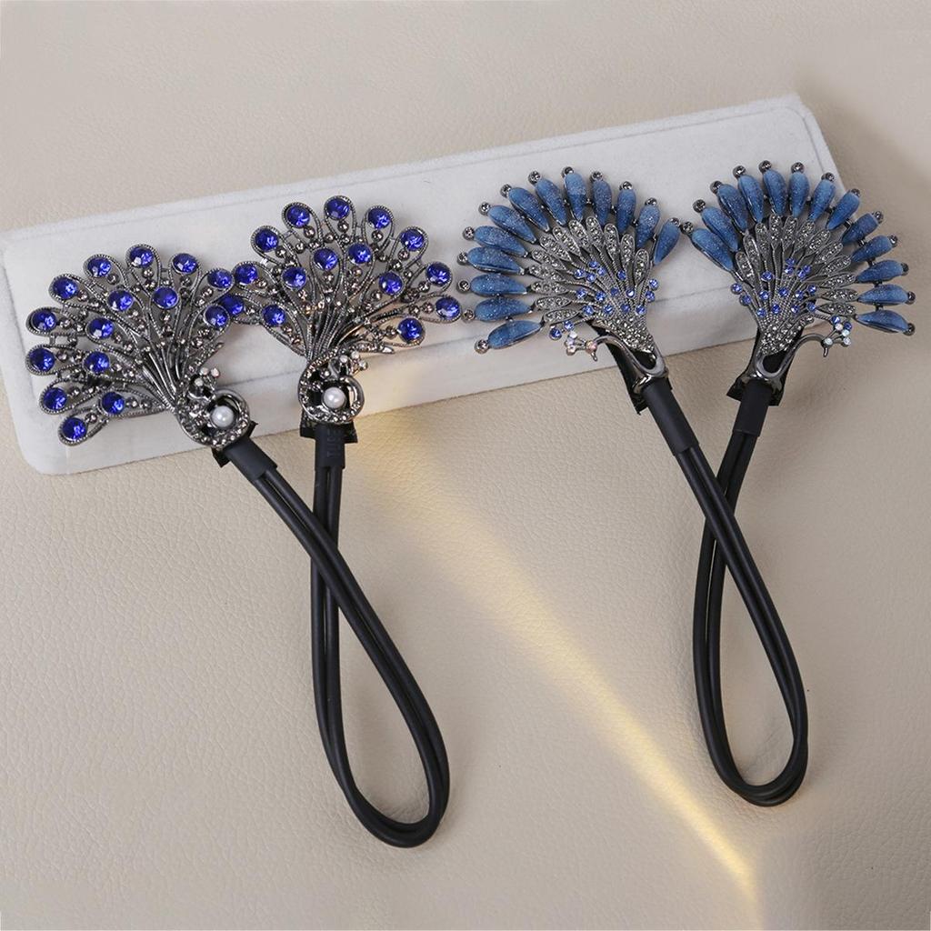 Элегантная синяя заколка для волос с павлином, стразами и жемчугом - аксессуар для ретро-пучка с перекручиванием