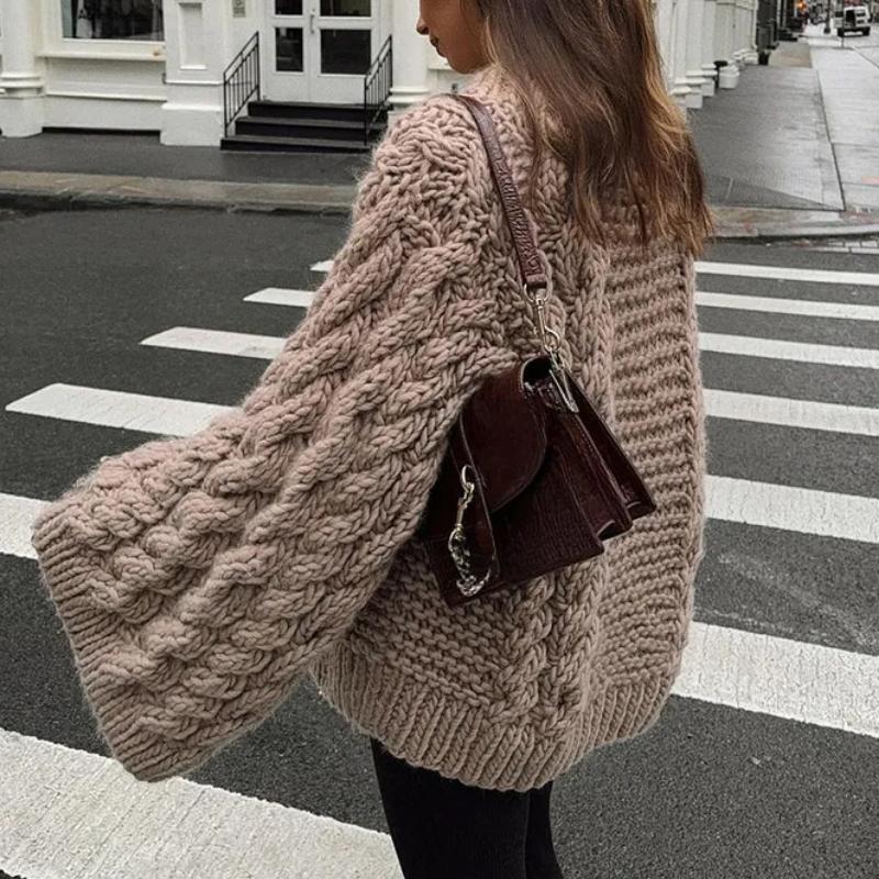 Модный вязаный женский свитер, свободный свитер с высоким воротом и длинным рукавом, женский осенне-зимний свободный женский пуловер, верхняя одежда