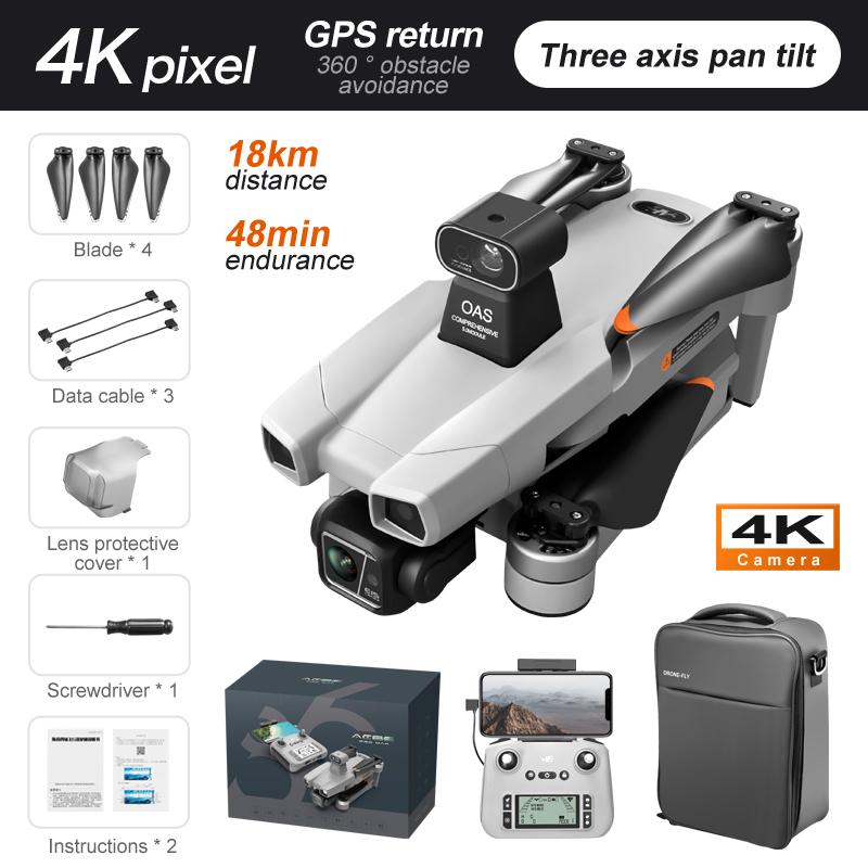 AE86 Pro GPS Drone 4K Profession HD Camera Gimbal Brushless 360° Laser Obstacle Avoidance Three-axis aircraft RC FPV Drone Toys