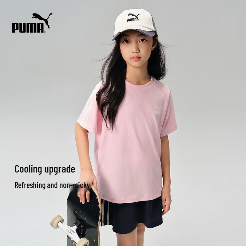 Puma Детская летняя футболка с коротким рукавом в стиле колор-блок