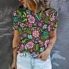 Women's T-Shirt Fashion Retro Floral Pattern Print T-Shirt Women's Leisure Short Sleeve T-Shirt Summer Oversized T-Shirt Tops