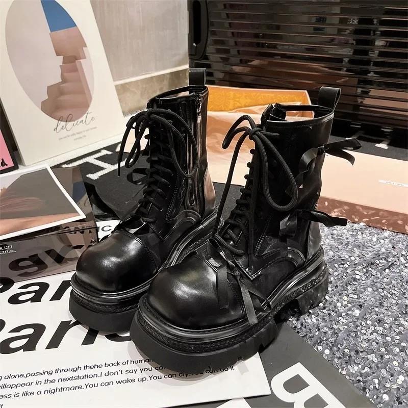 Модные летние дышащие сандалии на платформе, ботинки на толстой подошве, женские ботинки с боковой молнией, увеличивающие рост, спортивные босоножки до середины голени