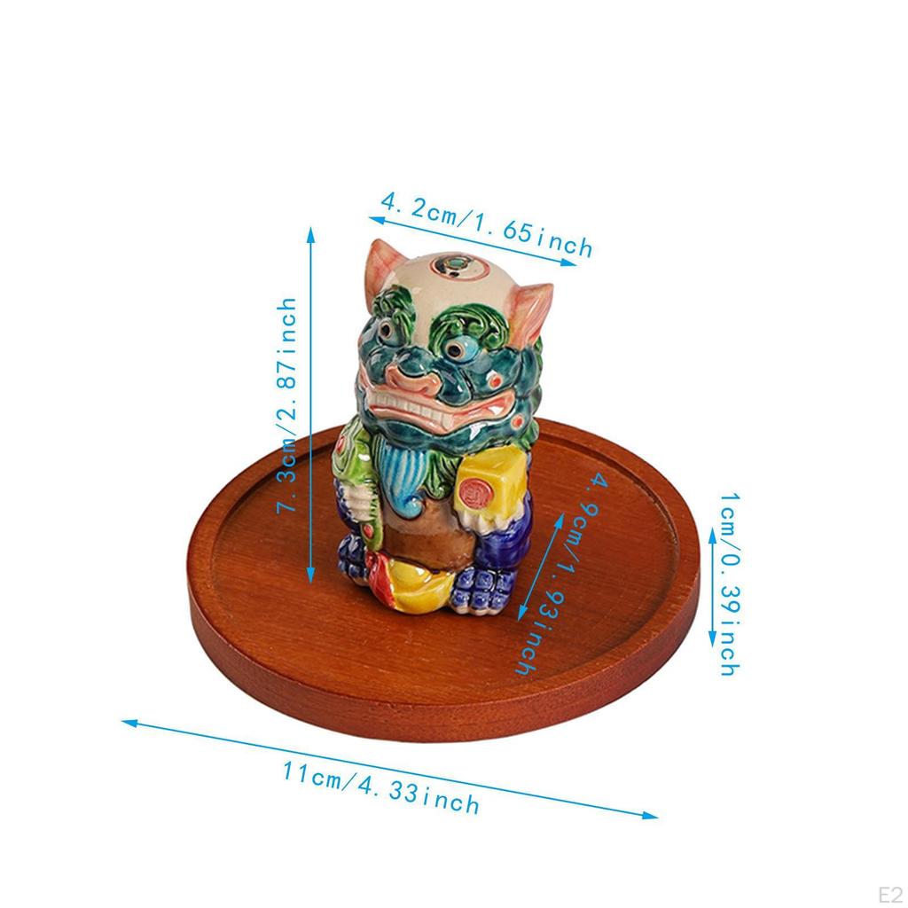Китайская статуэтка льва, держатель для благовоний, горелка из фарфора, миниатюрная, с круглым подносом для йоги
