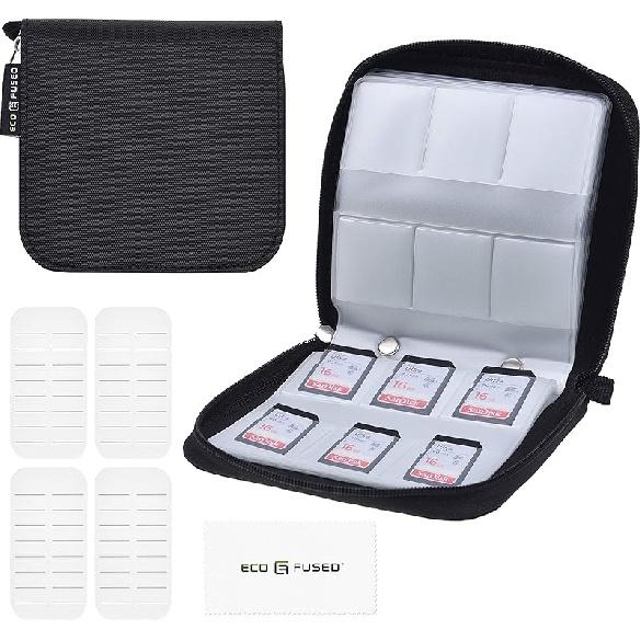 Eco-Fused Memory Card Case - Fits up to 44x SD, SDHC, Micro SD, Mini SD and 4X CF - Holder with 44 Slots (Purple / 44 Slots - 1 Pack)