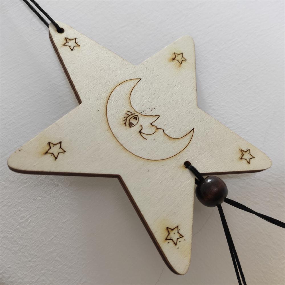 1pcs Outdoor Garden Metal Pipe Wind Chimes Star Heart Hanging Wooden Wind Chime Window Decoration Good Luck Home Decoration Craft