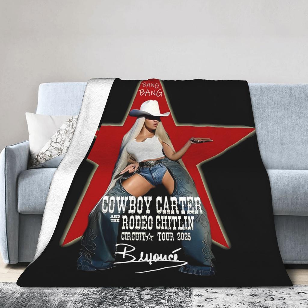 Супер Мягкое Пледовое Одеяло Beyonce Cowboy Carter Tour Премиум Флис Фланель Постельное Одеяло Уютный Плюшевый Покрывало Всесезонное Использование