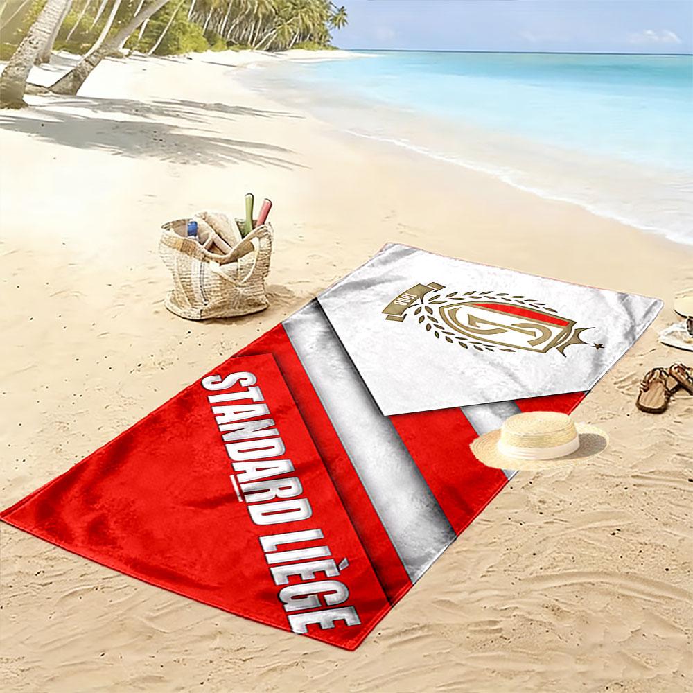 Giant Beach Towel with Standard Liege FC Crest, Quick Dry Microfiber, Soft and Absorbent, for Beach Pool Travel Gift