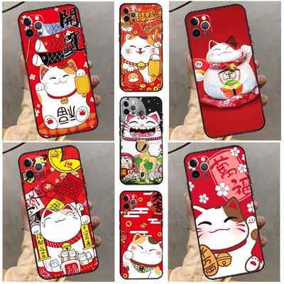 Чехол Maneki Neko Счастливым Котом-Кошкой для Денег для iPhone 14 15 16 Pro Max 11 13 12 Mini X XR XS Plus Мягкий Чехол-Оболочка