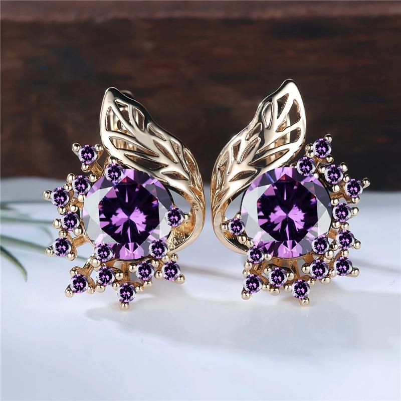 Богемские серьги-кольца с черным цирконием в виде листьев и цветов для женщин, роскошные золотые свадебные украшения