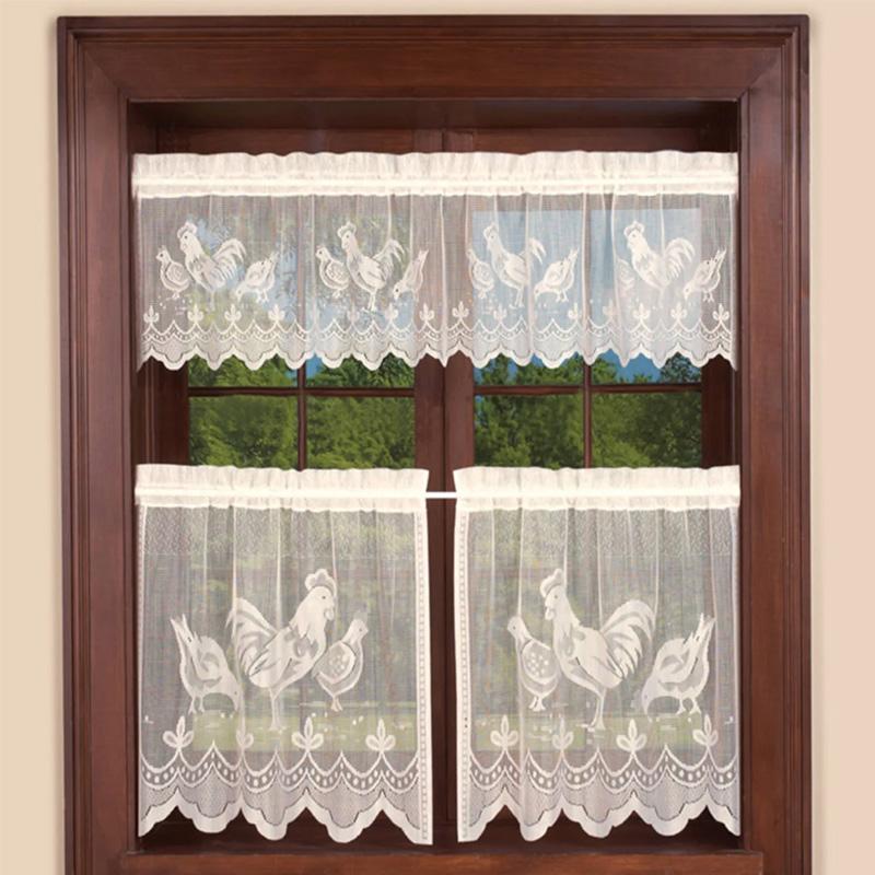 3 шт./набор Жаккардовое кружево DIY Европейская кофейная занавеска Белая вязаная кухонная полупрозрачная