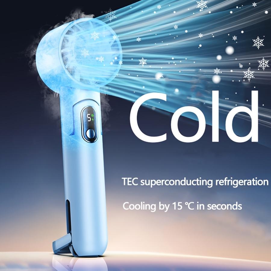 Портативный ручной вентилятор с технологией охлаждения Ice Sensation, аккумулятор емкостью 4000 мАч, складная конструкция с возможностью подвешивания на шею, мини-вентилятор с бесщеточным двигателем