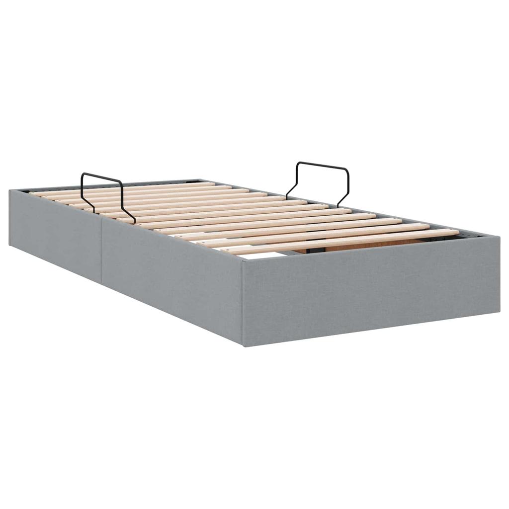 Ottoman Bed Frame with Storage Light Gray 100 x 200 cm Fabric