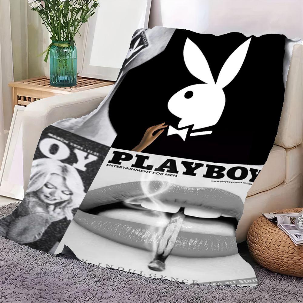 Плед с тематикой логотипа Playboy Bunny - Мягкий и уютный плед с культовой графикой Playboy, идеально подходит для уютных вечеров, Livi