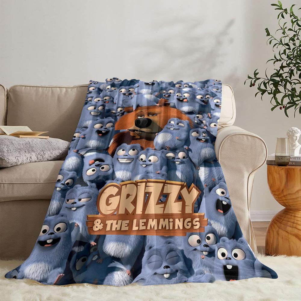 GUOYU Blanket Ggrizzy and Lemmings Throw Soft Flannel Throw Summer Blanket Lightweight Cozy Nap Blanket for Sofa Bed Travel