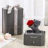Flocking Bear Figurines with Preserved Rose Eternal Rose with Gift Box Romantic Gift for Girlfriend Wife Valentine's Day Anniversary Gift