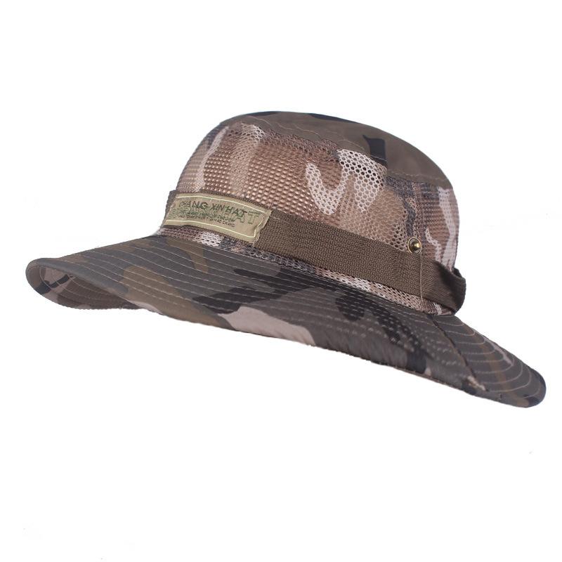 Camouflage Hat Men's Summer Breathable Fisherman Hat Big Rim Sun Hat Outdoor Sunscreen Hat Foldable Basin Hat