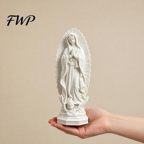 Faith Symbol Decoration Virgin Mary Statue, Religious Resin Sculpture, Blessed Holy Smooth Surface Statue Mother Figurine for Catholic Home Desk Decor
