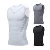 Мужской спортивный жилет с круглым вырезом без рукавов, эластичный дышащий топ, корректирующий мышцы, спортивный компрессионный топ