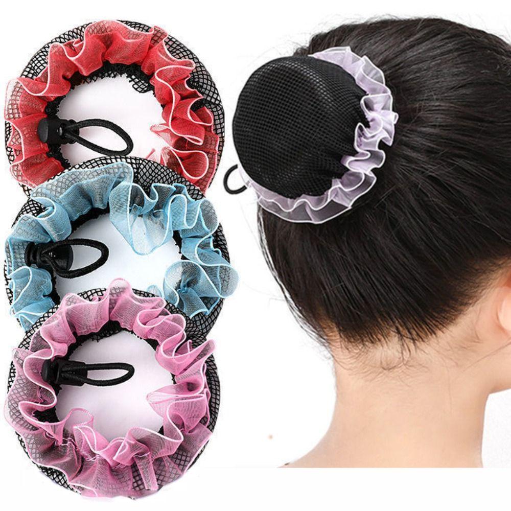 Drawstring Snoods Ballet Hair Net Lace Head Bands Girl Bun Cover Snood Elastic Hair Net Children