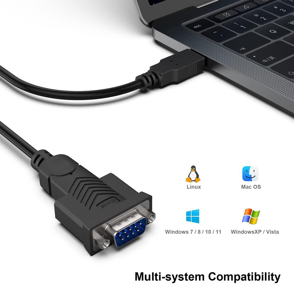 BENFEI USB to Serial USB to Male DB9 Serial Cable Prolific Windows Mac OS X and later Adapter, RS232C, RS-232 (9-pin) 1.8M, Chipset, 11/10/8.1/8/7,