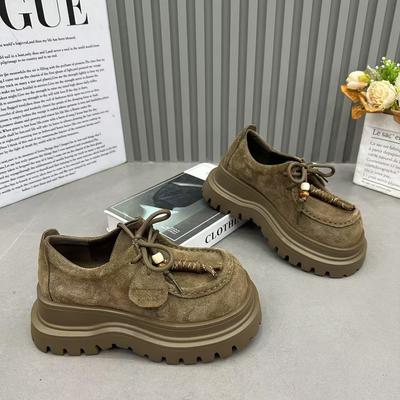 Женские туфли Boken на шнуровке на толстой подошве, новая осенняя коллекция 2025 года, универсальные, для通勤, иностранные лоферы с юбками, повседневная обувь