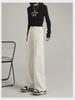 Women's Summer 2024 High-Waist White Wide-Leg Jeans