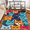 Colorful Cat Faces Pattern Carpet1Cute Illustrated Feline Design1Vibrant Artwork Suitable for use as an anti-slip1 for1room and bedroom sofas