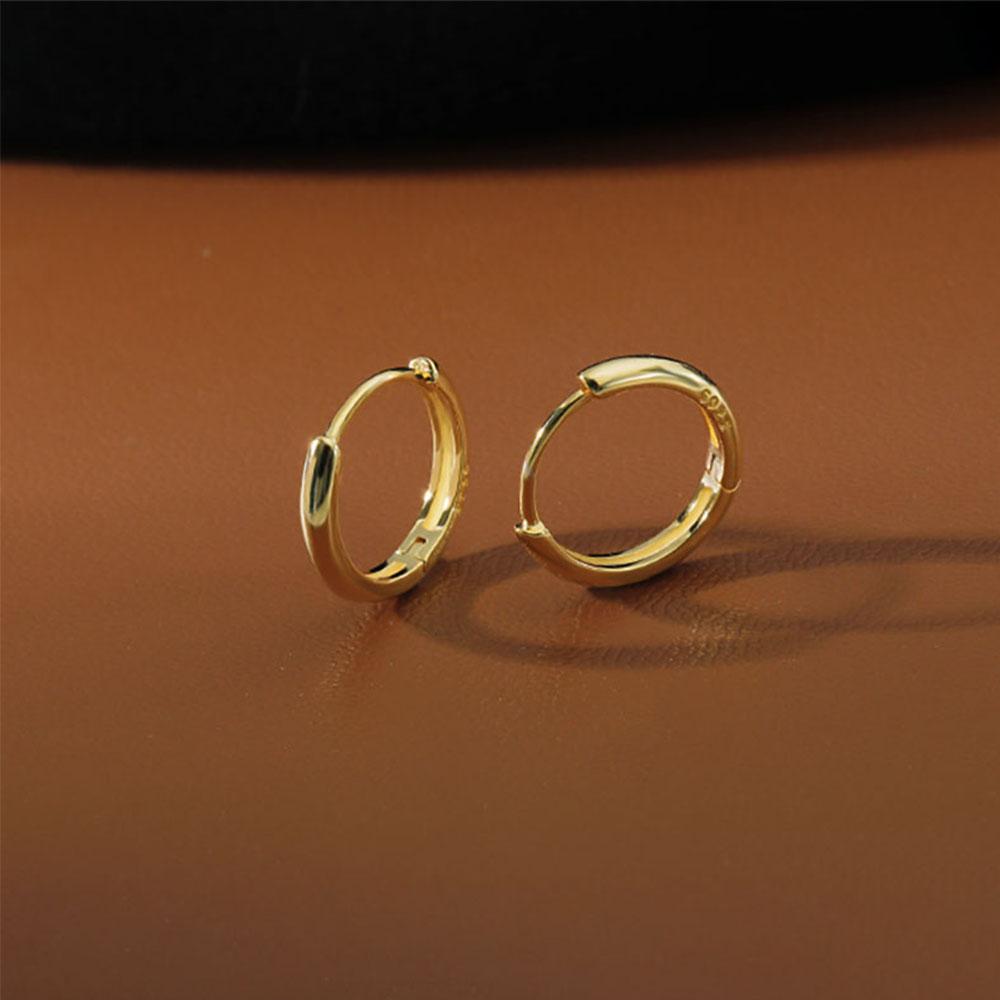 Золотые Серебряные Хугги 6мм/8мм/10мм/12мм Простые Женские Круглые Серьги Минималистичные Серьги-Кольца Ушная Пряжка
