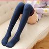 Сексуальные носки для девочек, длинные носки в японском стиле, темно-синие хлопковые чулки выше колена с тремя полосками