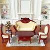 1:Миниатюрный кукольный домик в масштабе 1:12, набор для гостиной из красного дерева: диван, кресло, журнальный столик для реалистичной экспозиции