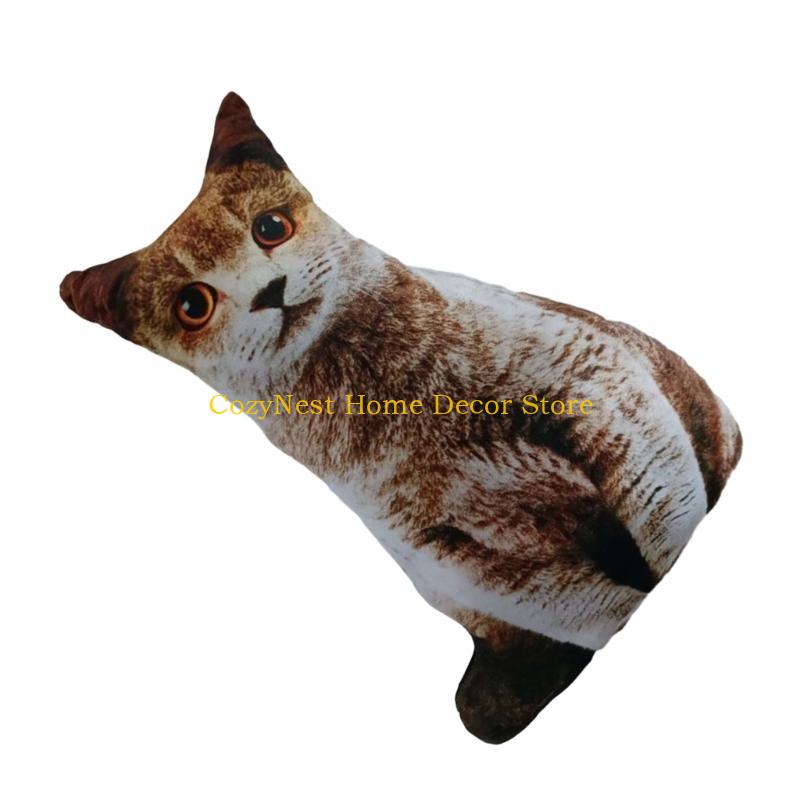 92MF Creative Simulation Cat Pillow 3D Cat Cushion Animal Doll Photography Wedding Setting Props 3D Animal Print Pillow