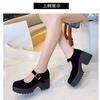 JK French Single Shoes Black Thick Heel Thin Summer Women's Tide New Old Beijing Cloth Shoes Suede Waterproof Table Dance Shoes