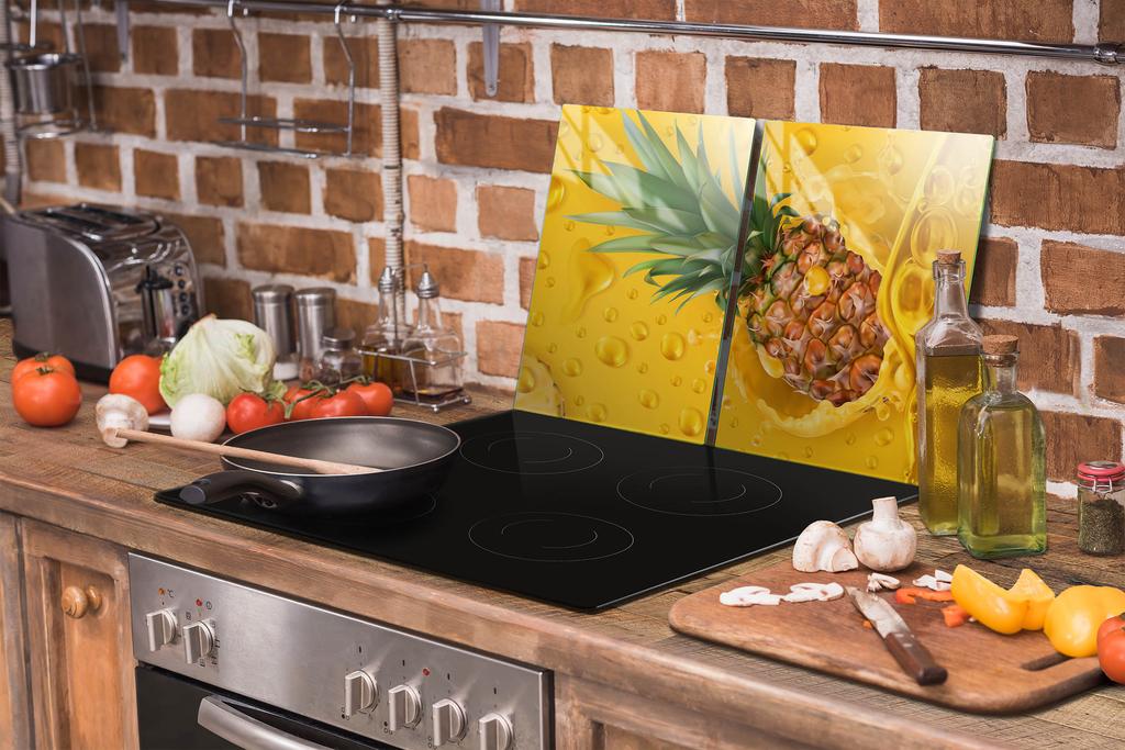 SZKLANA PŁYTA OCHRONNA NA KUCHENKĘ 70x52 ANANAS