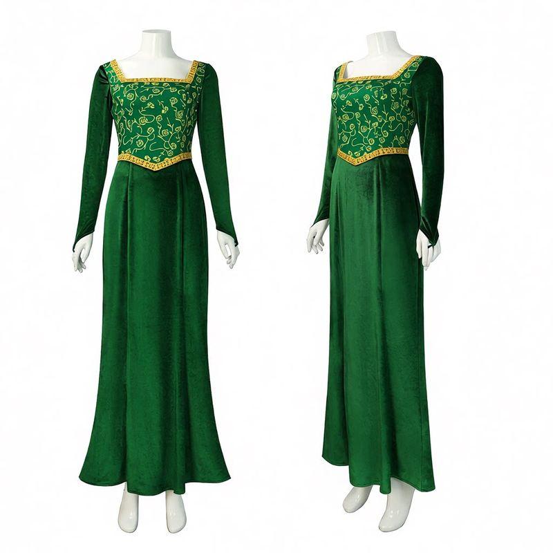 Shrek Princess Fiona Cosplay Costume Princess Fiona Green Long Dress Cosplay Costume