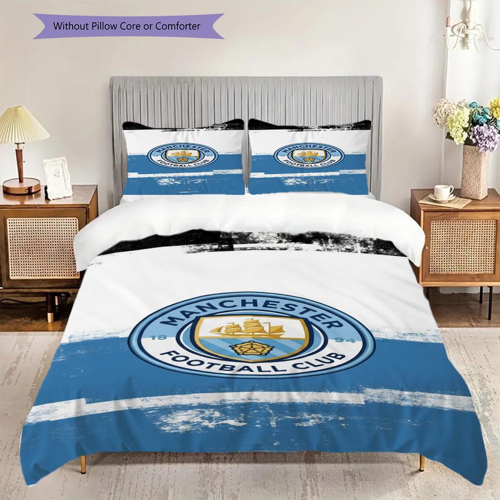 Manchester City Glory Three-piece set (1 * duvet cover + 2 * pillowcase, without core) 2DFlat Duvet cover and pillowcase Christmas birthday gift