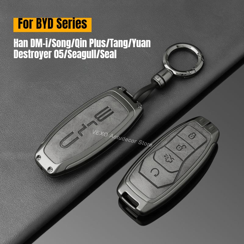 For BYD Han DM-i Song Qin Plus Yuan 05 Seagull Seal Dolphin Zinc Alloy Car Key Fob Cover Full Protection Key Shell Accessories