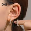 1 Pair Women Huggie Earring Cubic Zirconia French Style Small Round Hoop Shape Copper Earring for Parties Wedding Banquet