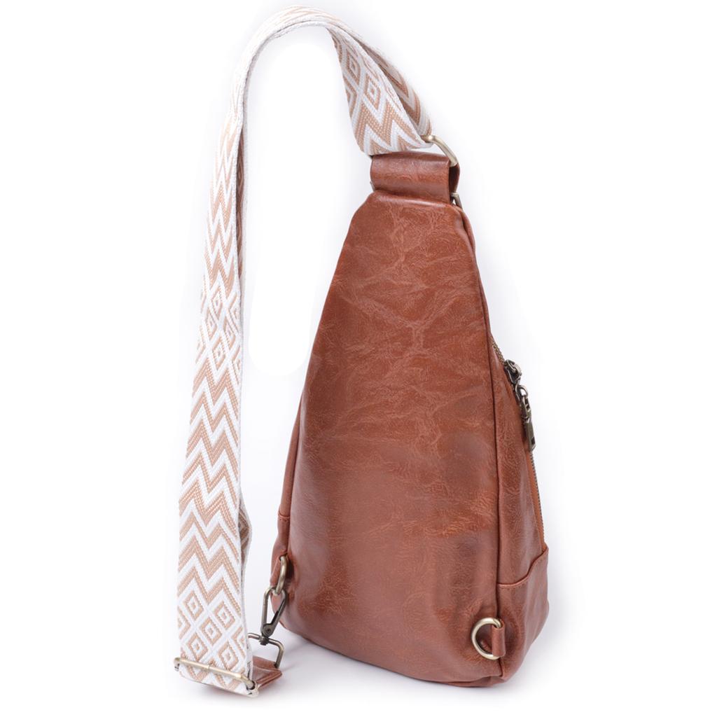 Женская сумка из экокожи с акцентом на текстильную лямку VINTAGE Bag 22773 Рыжий