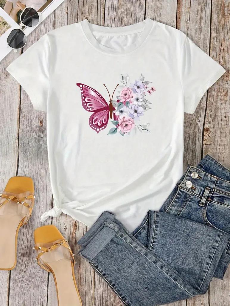 Белая хлопковая футболка свободного кроя классического дизайна для женщин