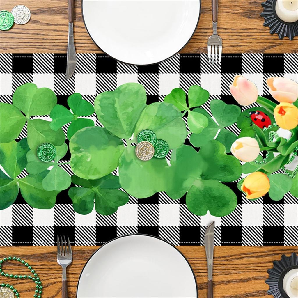 Улица. День святого Патрика Настольный флаг Клетчатая полосатая напечатанная скатерть Cross Border Льняная скатерть для украшения стола