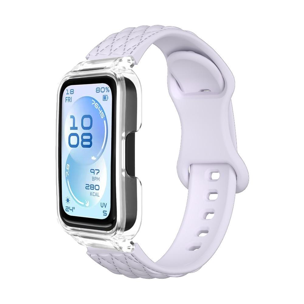 Микроволновый узор Однотонный ремешок + ПК-чехол для Huawei Band 11/11pro Мягкий силиконовый спортивный ремешок для часов для Huawei Band 11/11pro
