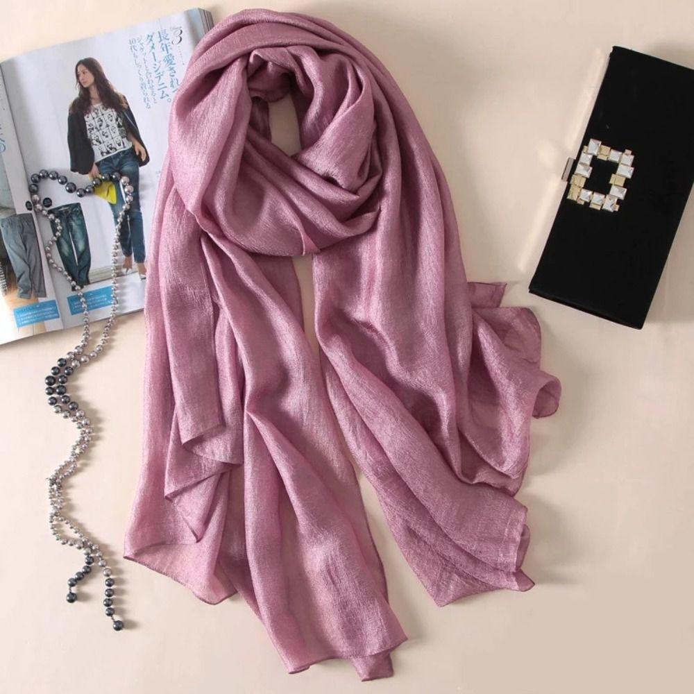Pure Color Women Plain Scarf Head Wrap Plus Size Hijab New Female Sunscreen Shawl