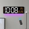 14.3" Digital Wall Clock with Remote Control, Large Display, LED Clock for Living Room, Bedroom, Auto-Dimming, 9 Color Night Light, Auto DST, Date,