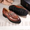 Men's Wedding Party Dress Shoes Genuine Leather Handmade Python Pattern Metal Button Loafers Casual Business Formal Shoes Men